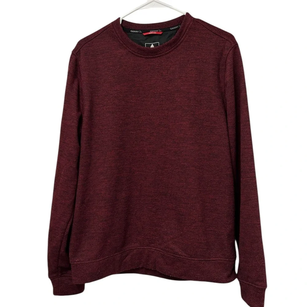 Gerry Men's Textured Crew Pullover Sweatshirt in burgundy, Size M